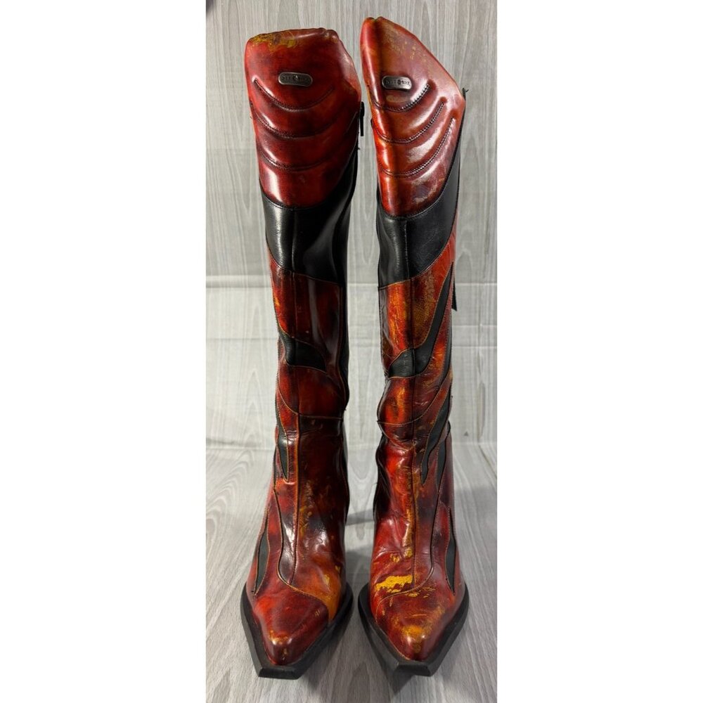 NEW ROCK M9006 flame accent high hell boots size 37 EU 7 US - Picture 2 of 8